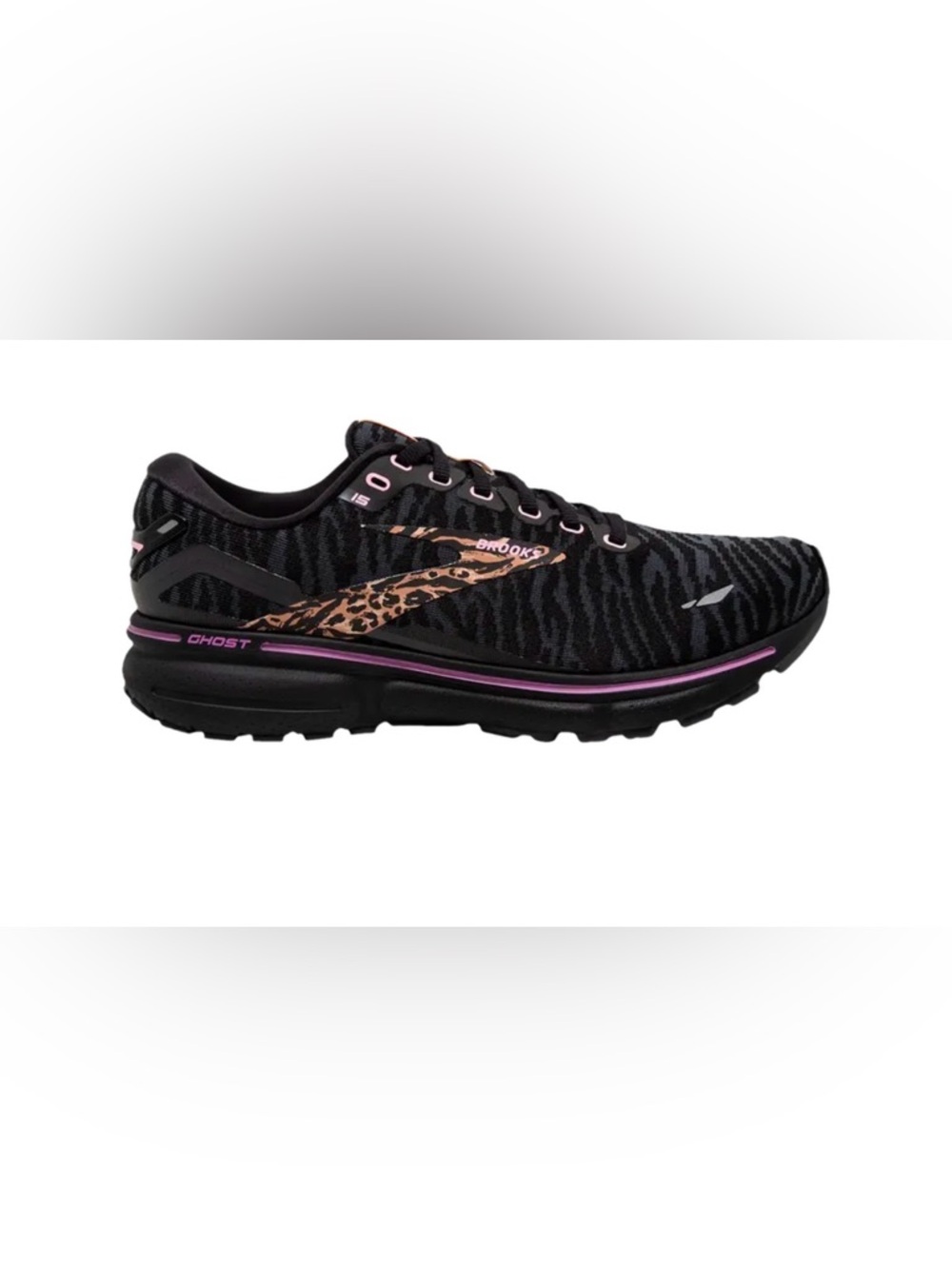 Brooks Ghost 15 Shoes Women’s Size 9 Black Leopard Cheetah Running Sneakers